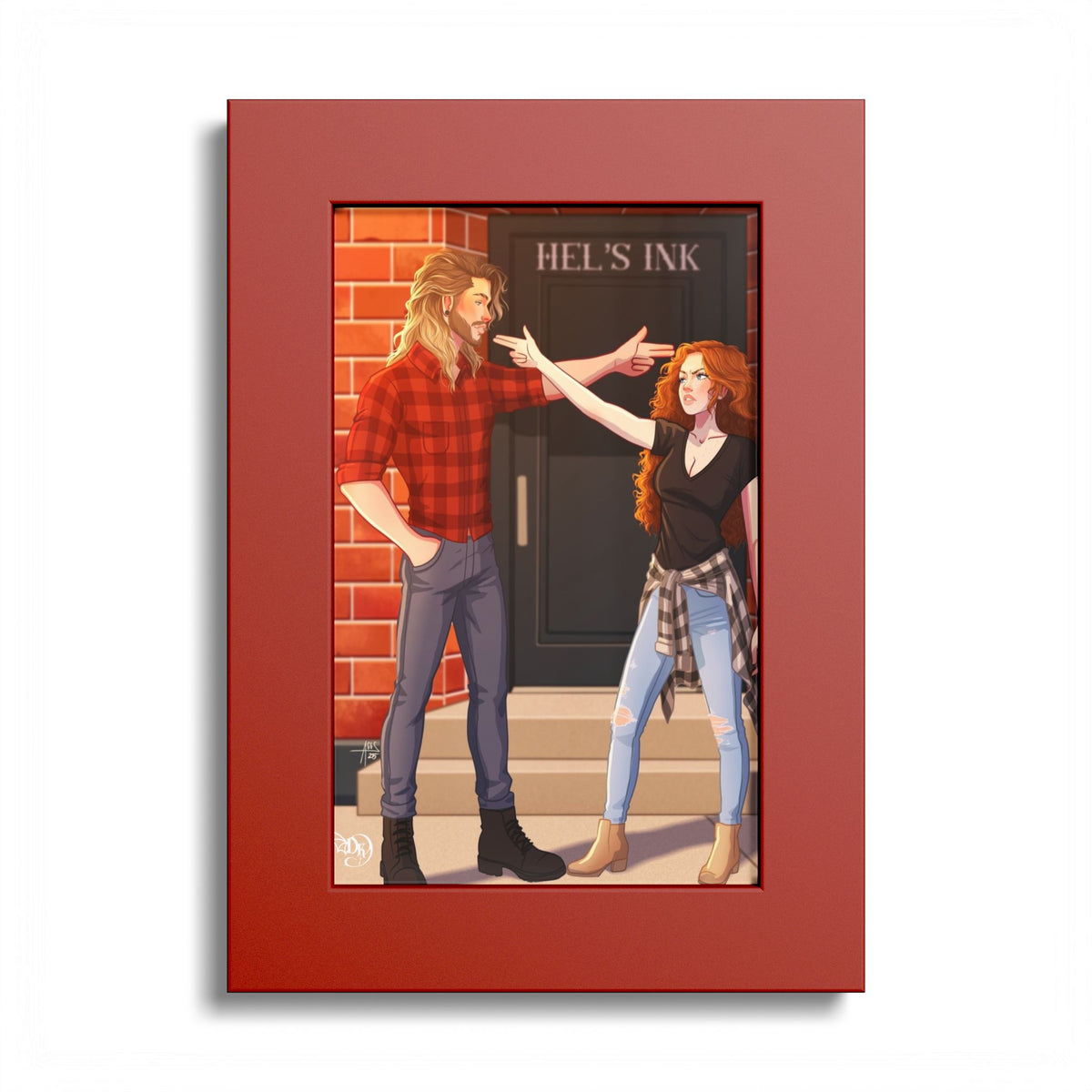5x7 Fox & Janie Red Framed Poster